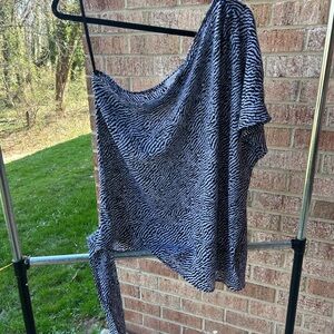 Michael Kors Black and White Zebra Print one sleeve Top, Large